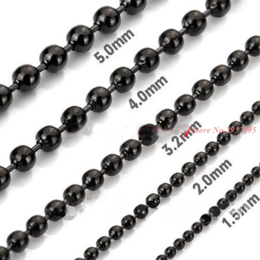 Black Bead Necklace
 Black Color Stainless Steel Necklace For Men Jewelry