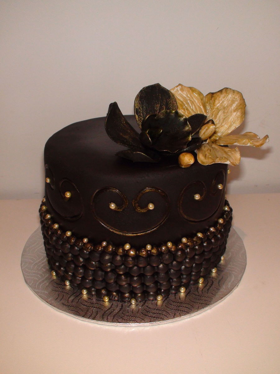 Black Birthday Cake
 Black & Gold Birthday Cake CakeCentral