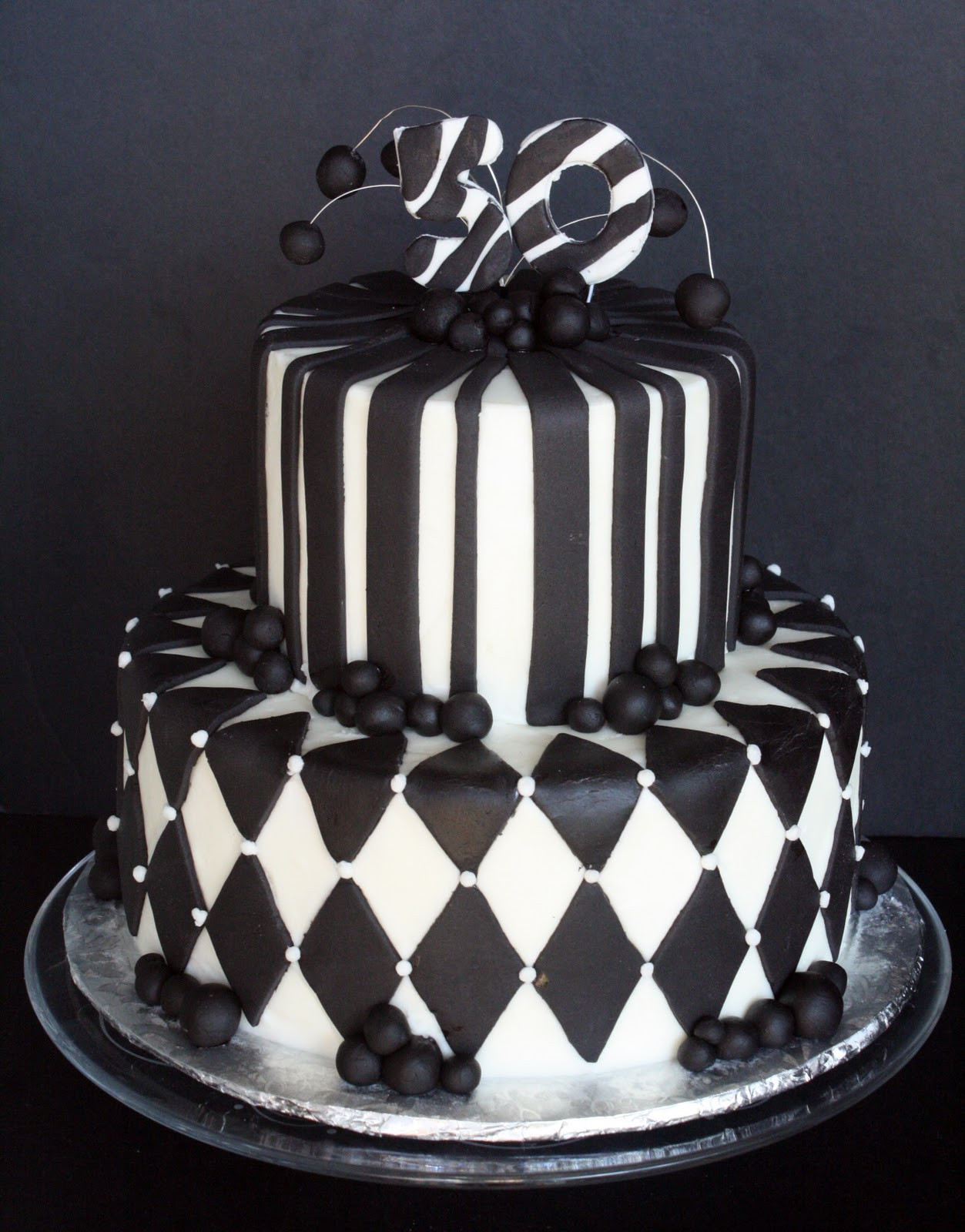 Black Birthday Cake
 Black & White 50th Birthday Cake