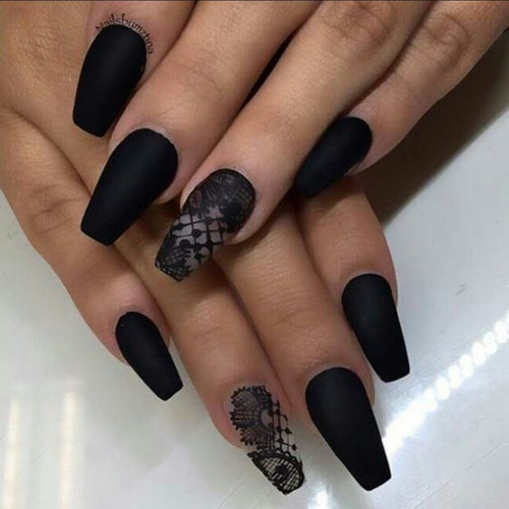 Black Matte Nail Designs
 12 Best Matte Black Coffin Nails for 2020 – NailDesignCode