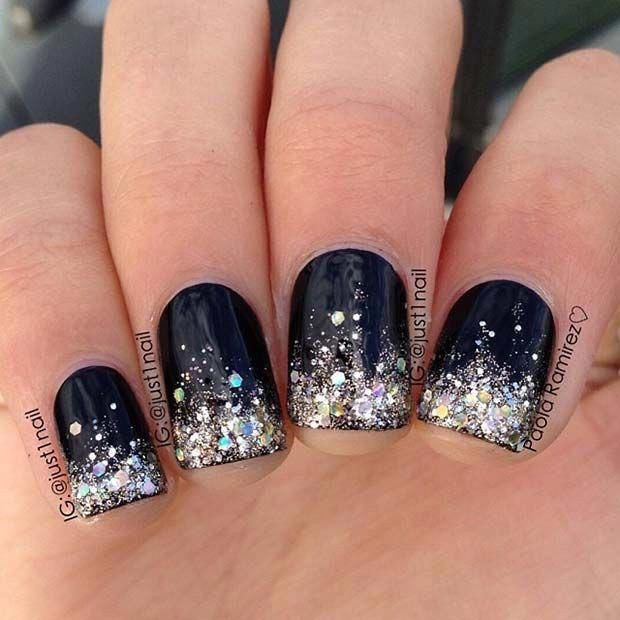 Black Nails With Glitter
 37 Black Glitter Nails Designs That You Can Make – Eazy Glam