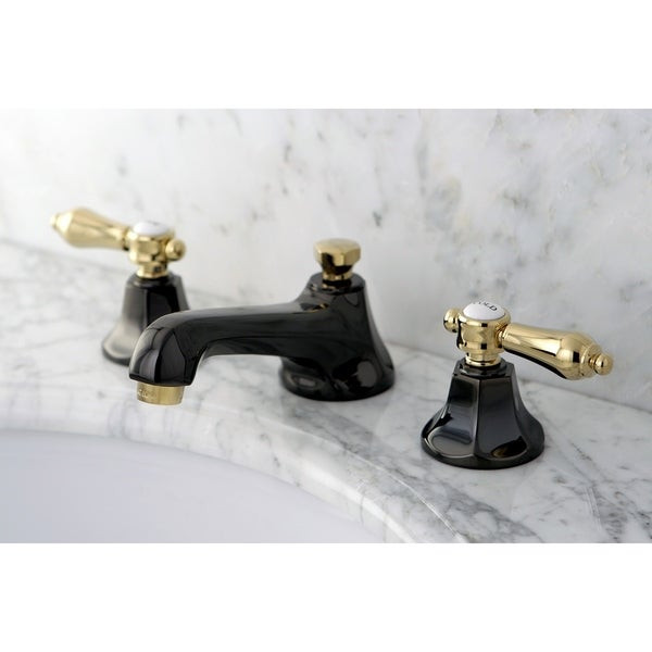 Black Widespread Bathroom Faucet
 Shop Black & Polished Brass Double handle Widespread