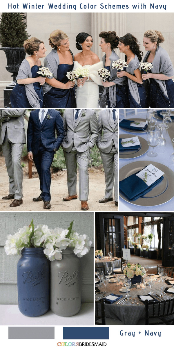 Blue And Grey Wedding Colors
 9 Gorgeous Navy Blue Winter Wedding Color Palettes