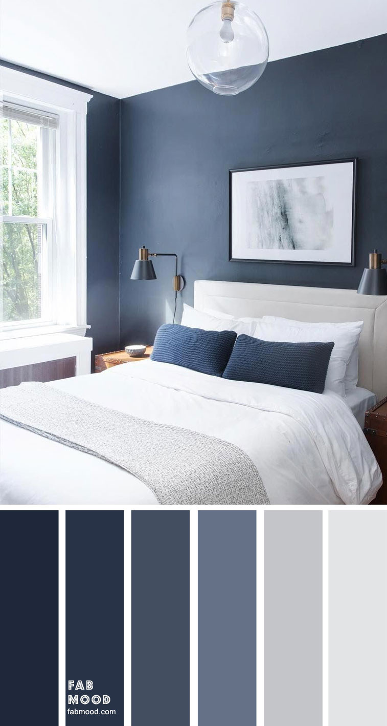 Blue Bedroom Color Schemes
 Dark blue and light grey bedroom color scheme