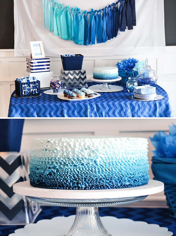 Blue Birthday Decorations
 Blue Ombre Dessert Table Boys Birthday Party Hostess