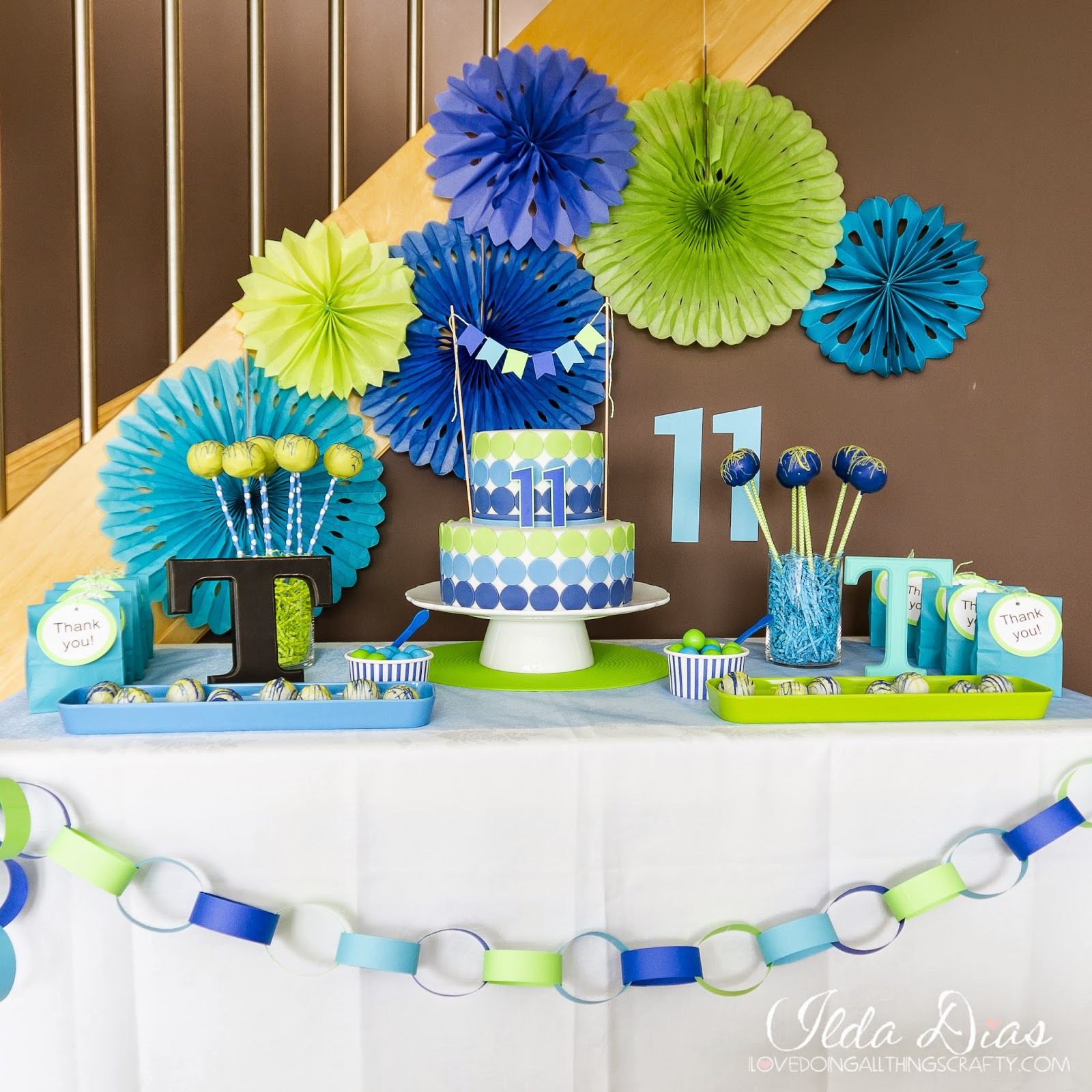 Blue Birthday Decorations
 I Love Doing All Things Crafty Simple Blue and Green