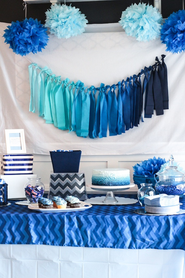 Blue Birthday Decorations
 Blue Ombre Birthday Party