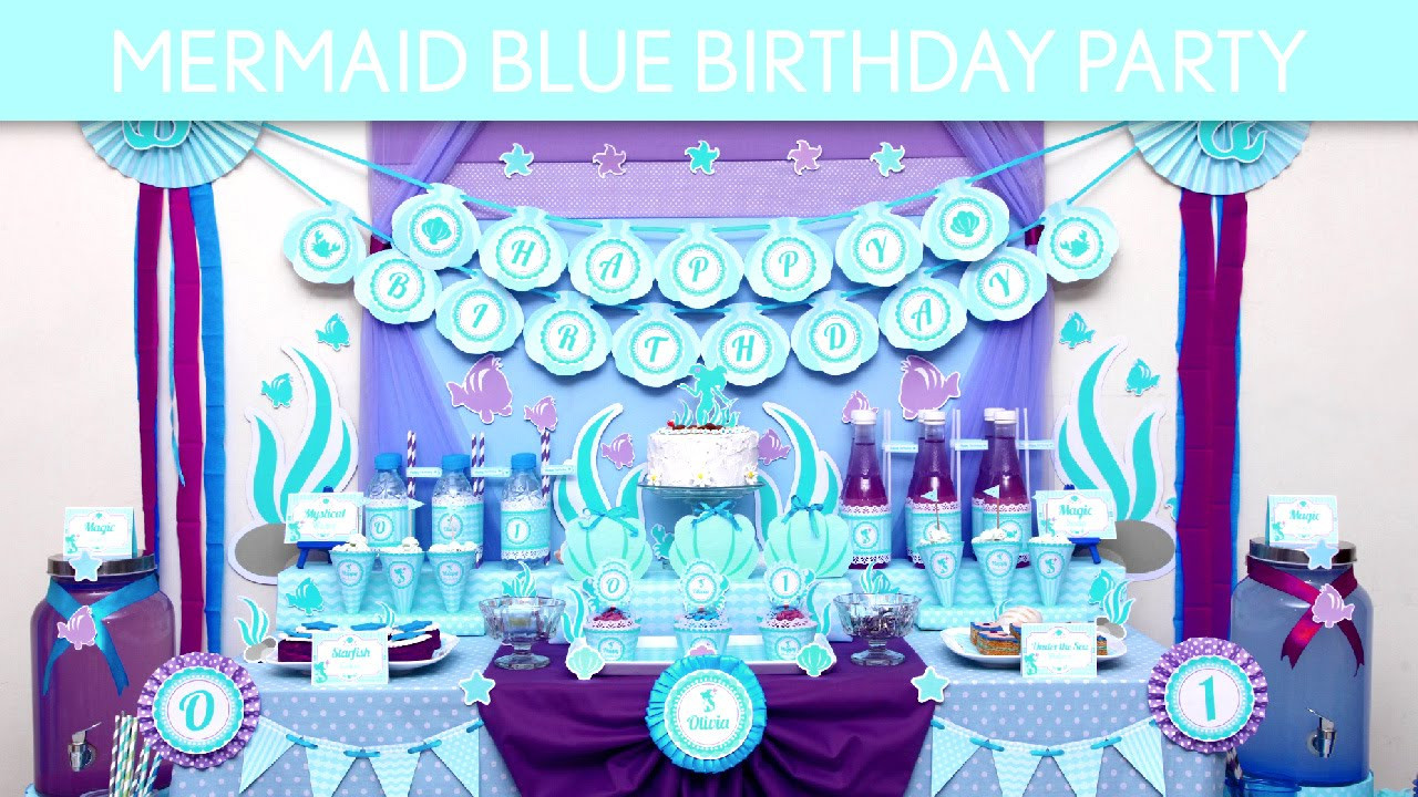 Blue Birthday Decorations
 Mermaid Blue Birthday Party Ideas Mermaid Blue B132