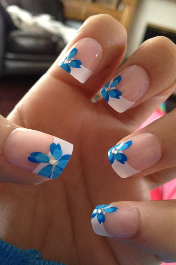 Blue Wedding Nails
 Blue flowers Wedding nails and Nails on Pinterest