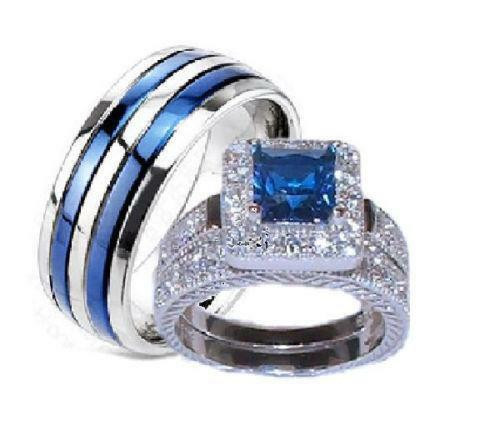 Blue Wedding Ring Set
 Blue Wedding Ring Set