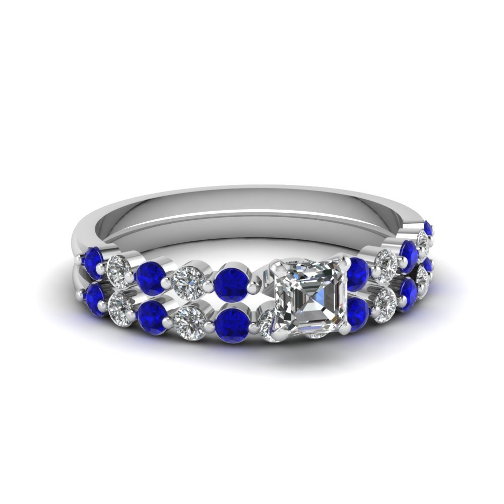 Blue Wedding Ring Set
 Blue Sapphire Wedding Ring Sets