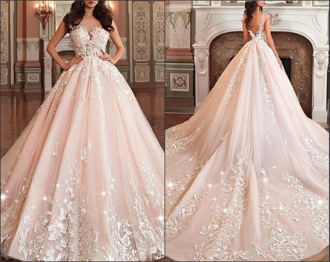 Blush Pink Wedding Gown
 China Blush Bridal Prom Ball Gown Pink Champagne Wedding