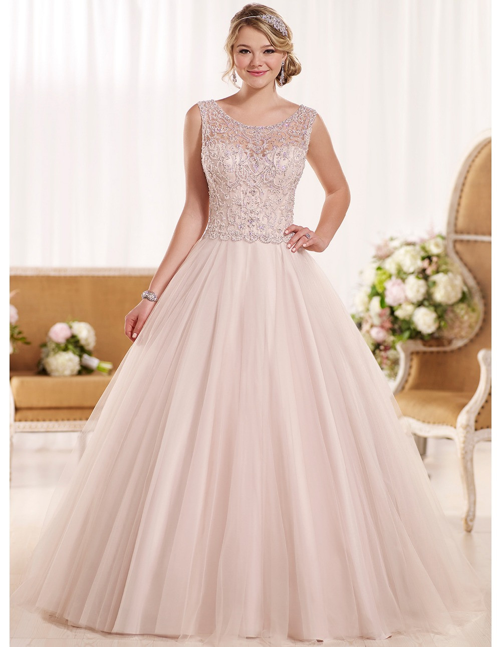 Blush Pink Wedding Gown
 Cheap backless china blush pink wedding dresses plus