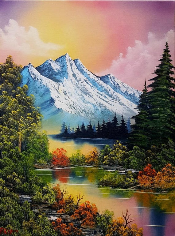 Bob Ross Landscape Paintings
 Bob Ross Style Original Oil Painting Autumn Glow