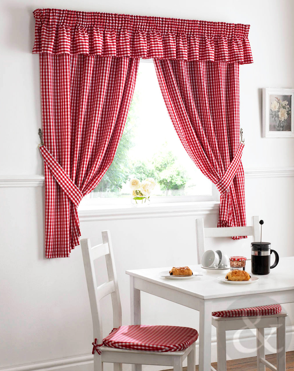 Boscov'S Kitchen Curtains
 Gingham Check Kitchen Curtains Ready Made Pencil Pleat Net