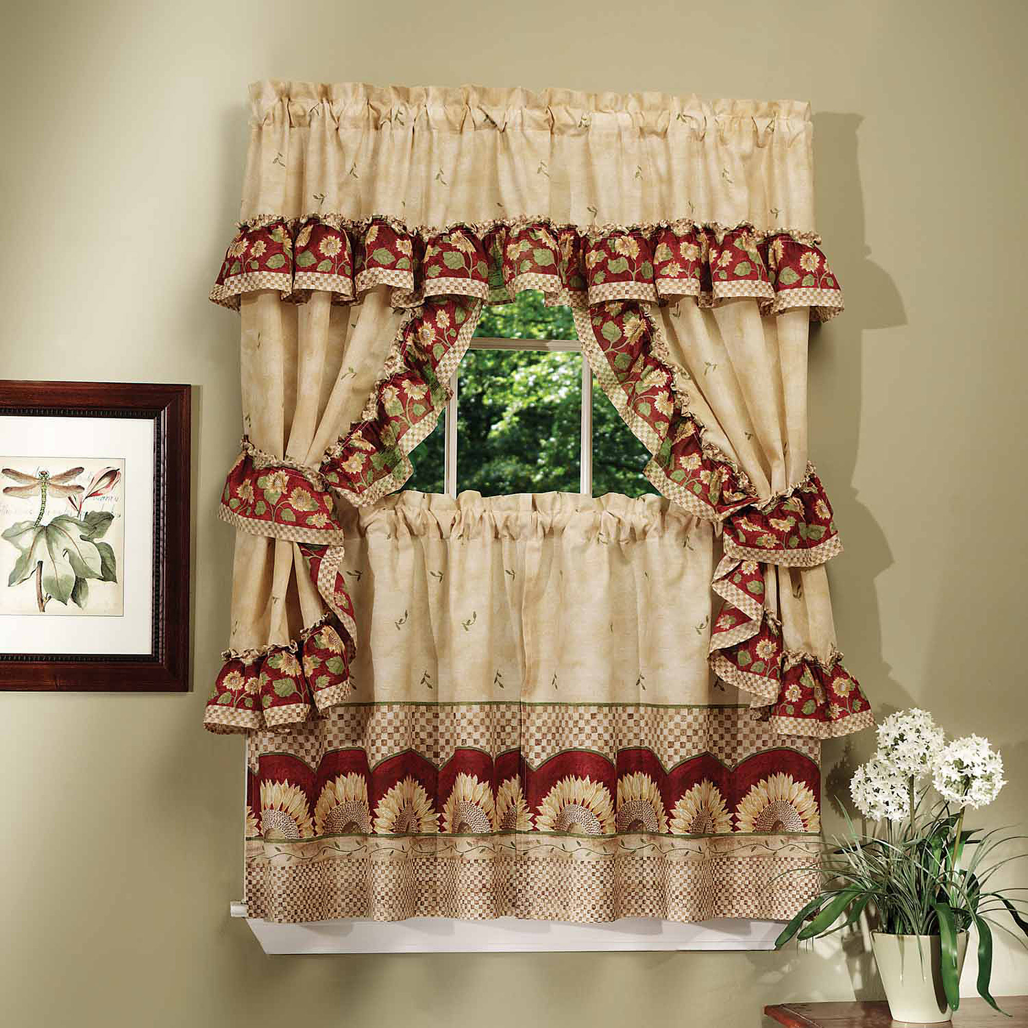 Boscov'S Kitchen Curtains
 Sunflower 5 Pc plete Kitchen Curtain Tier & Swag Set