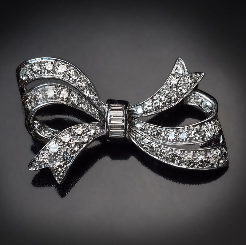Bow Brooches
 Vintage 2 55 Ct Diamond Bow Brooch Pin 1930s Antique