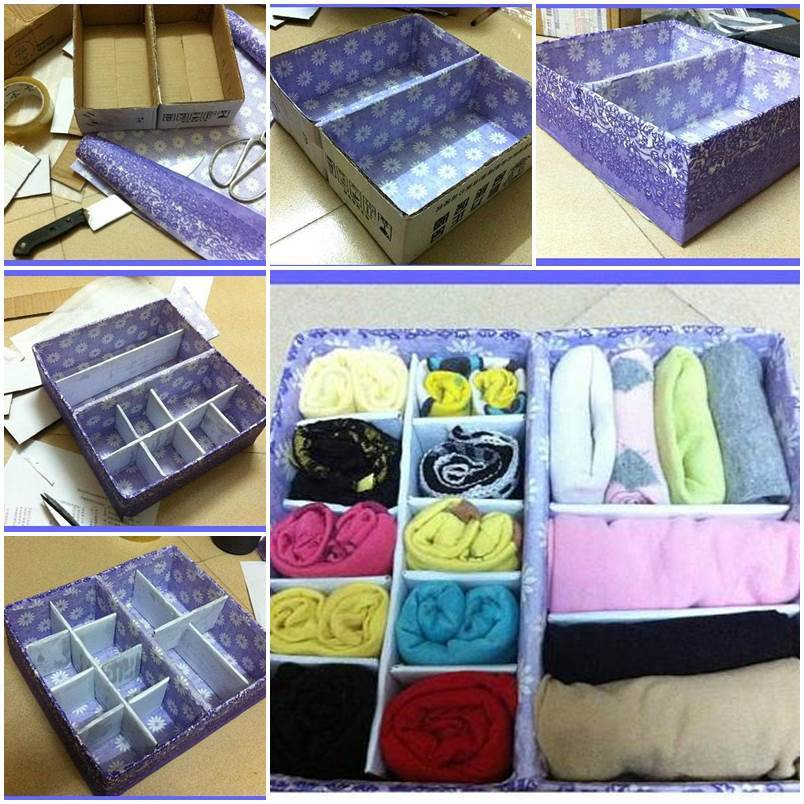 Box Organizer DIY
 DIY Cardboard Underwear Storage Box