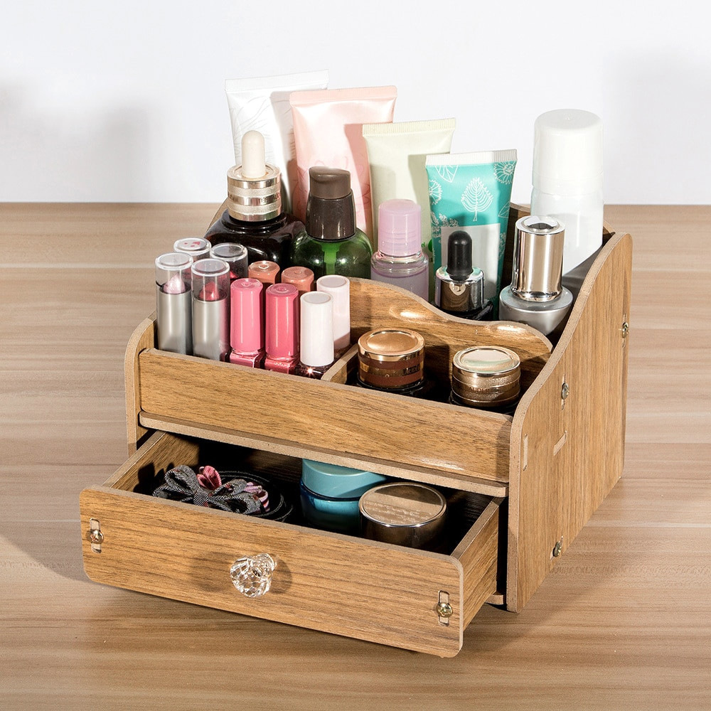 Box Organizer DIY
 Storage Box DIY Wooden Desktop Makeup Storage Box