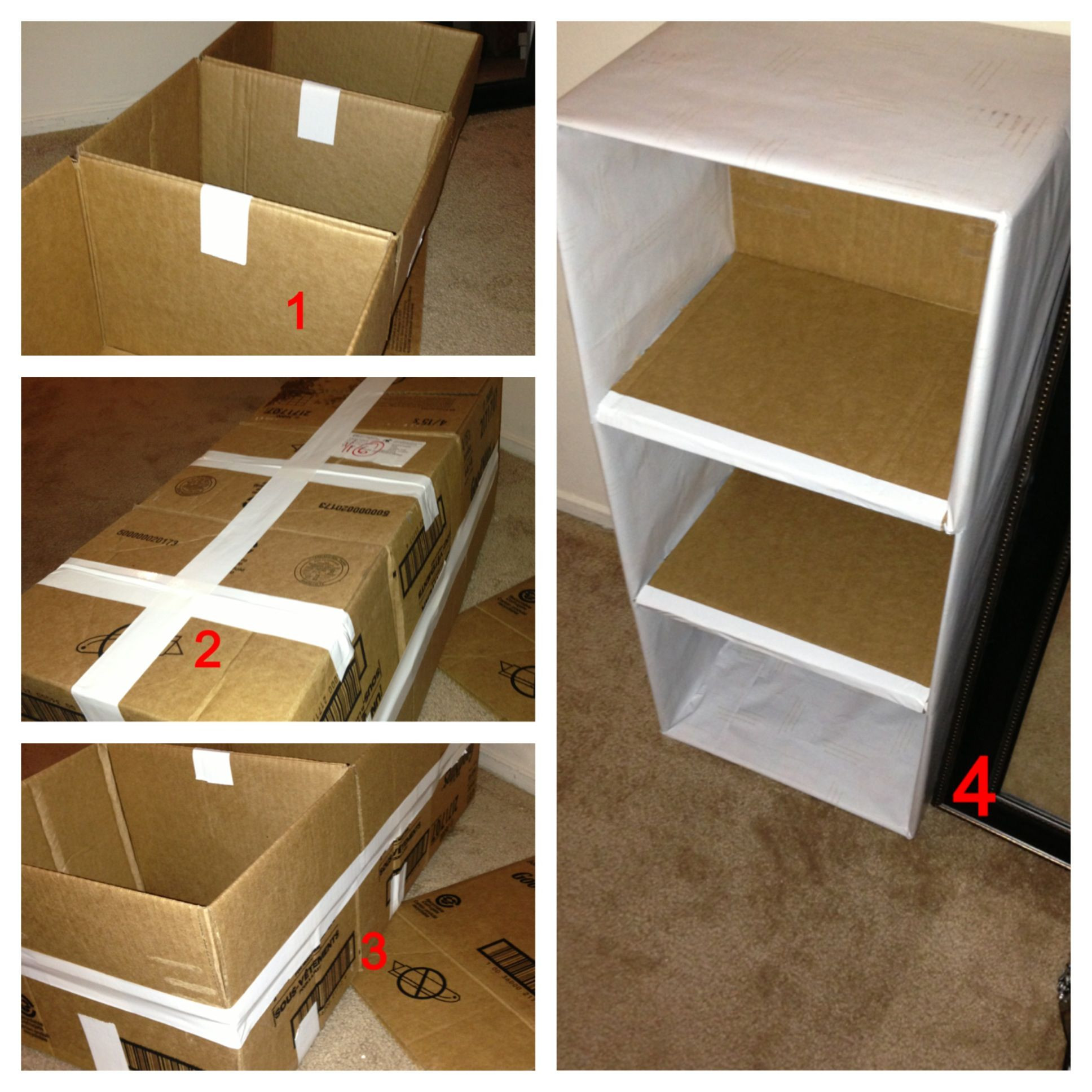 Box Shelves DIY
 DIY 3 Tier Shelf from cardboard boxes DIY