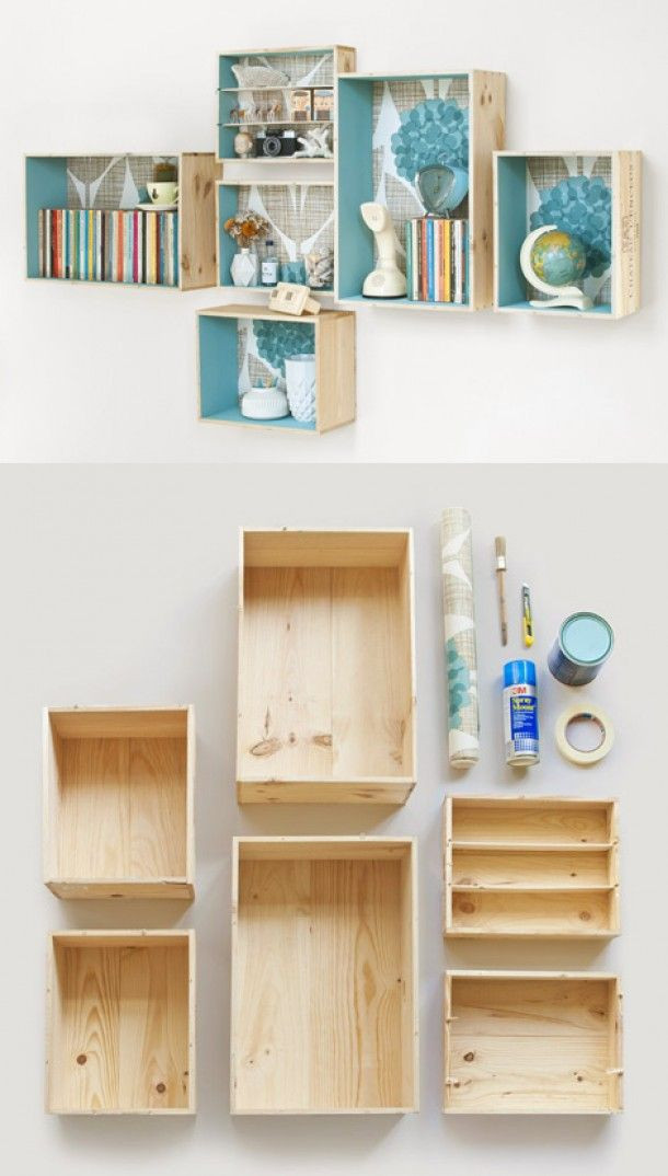 Box Shelves DIY
 DIY wooden box shelves Kelley