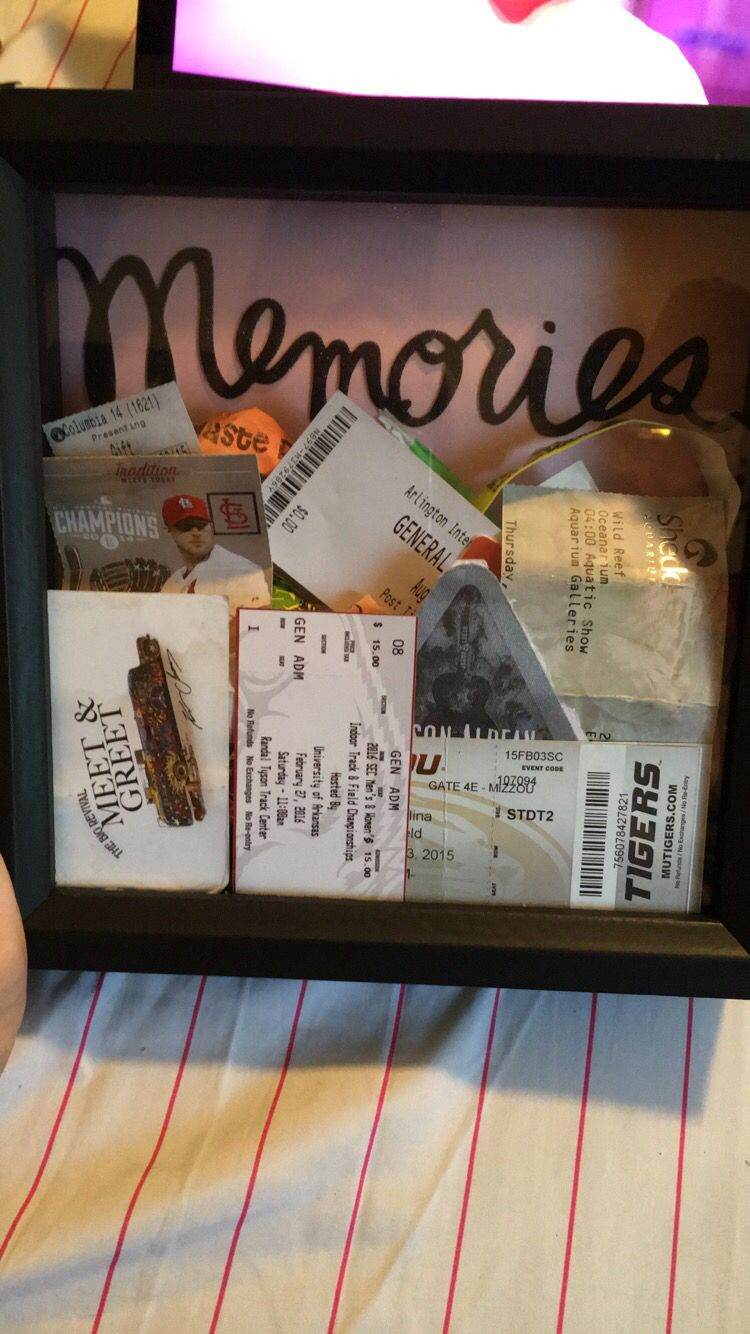 Boyfriend Gift Ideas Diy
 Ticket stub shadow box Relationship Ideas