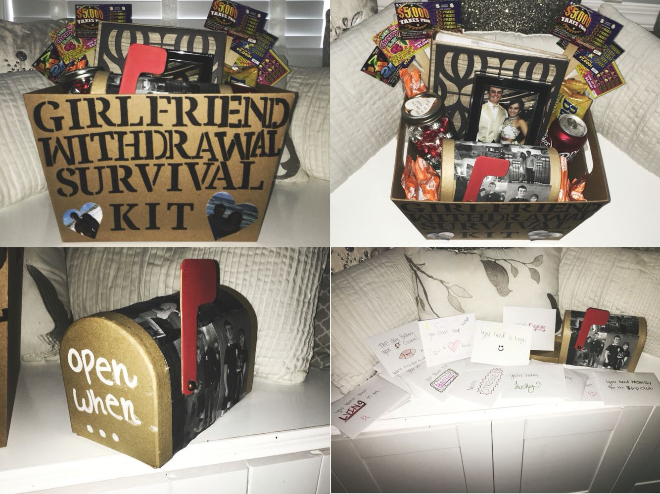 Boyfriend Leaving For College Gift Ideas
 Girlfriend withdrawal survival kit and open when letters