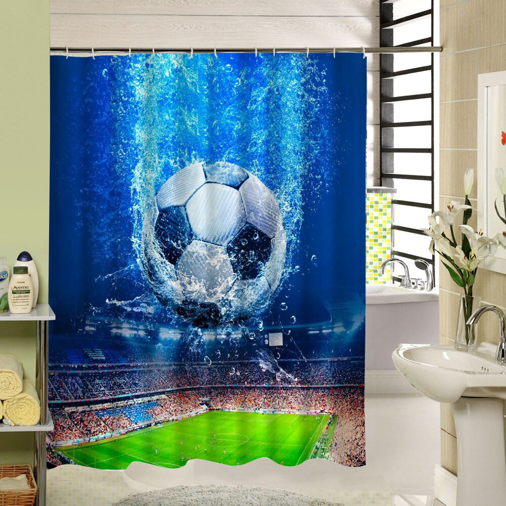 Boys Bathroom Shower Curtain
 Aliexpress Buy Football Basketball 3d Print Shower