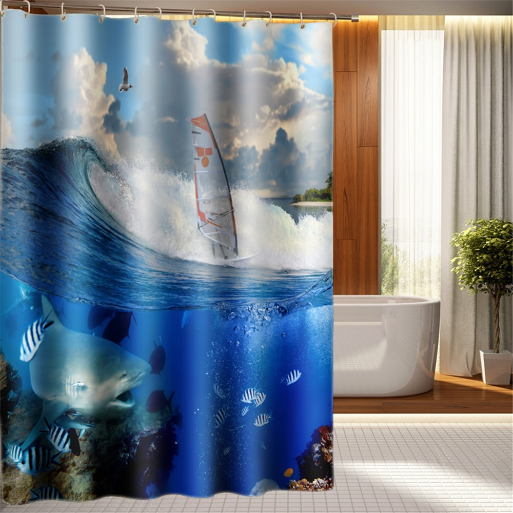 Boys Bathroom Shower Curtain
 Oecan Shark Design Boys Bathroom Shower Curtain Waterproof