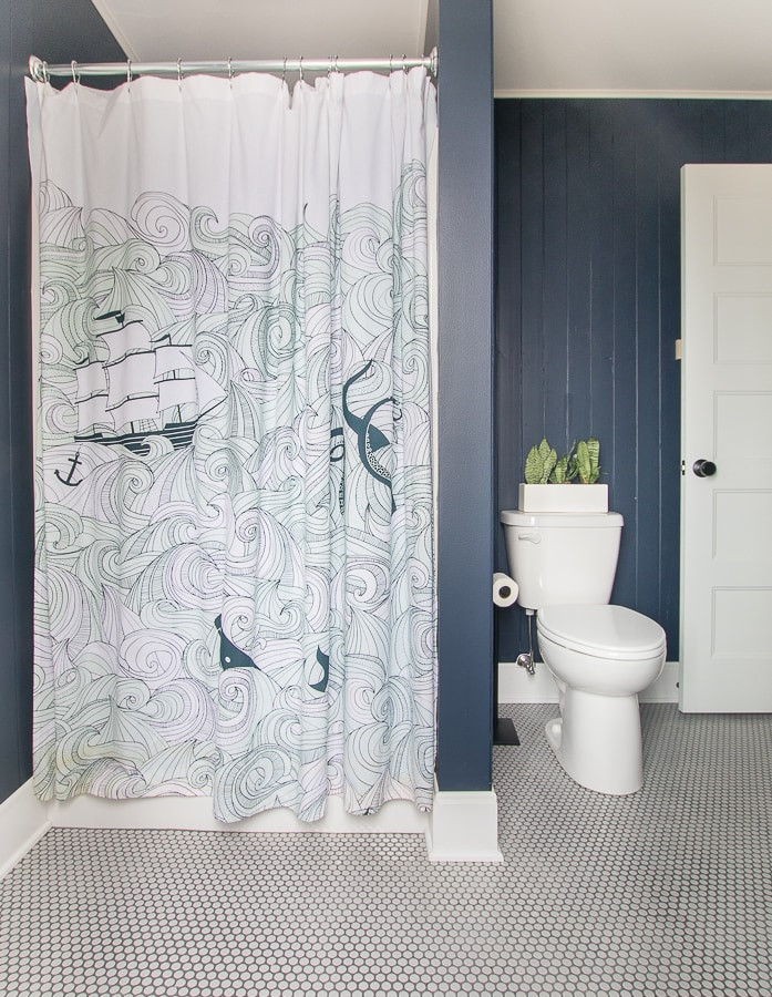 Boys Bathroom Shower Curtain
 Navy and Gray Nautical Boy Bathroom The Lilypad Cottage