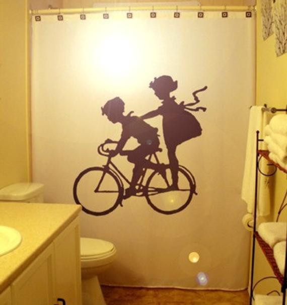 Boys Bathroom Shower Curtain
 Children Bicycle Shower Curtain Kids Boy by