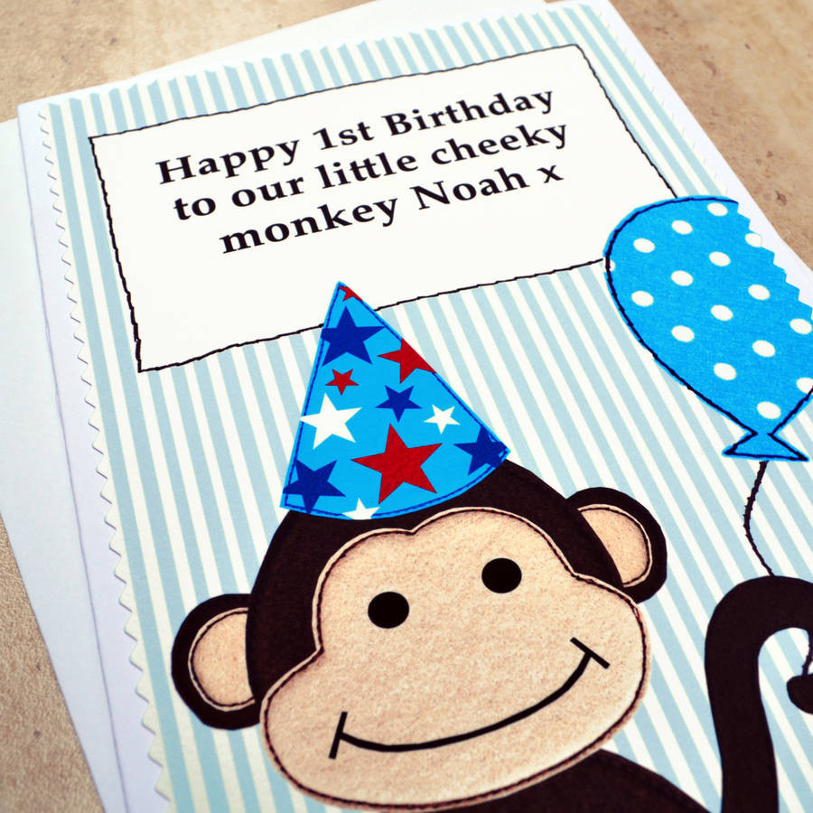 Boys Birthday Cards
 monkey personalised boys birthday card by jenny arnott