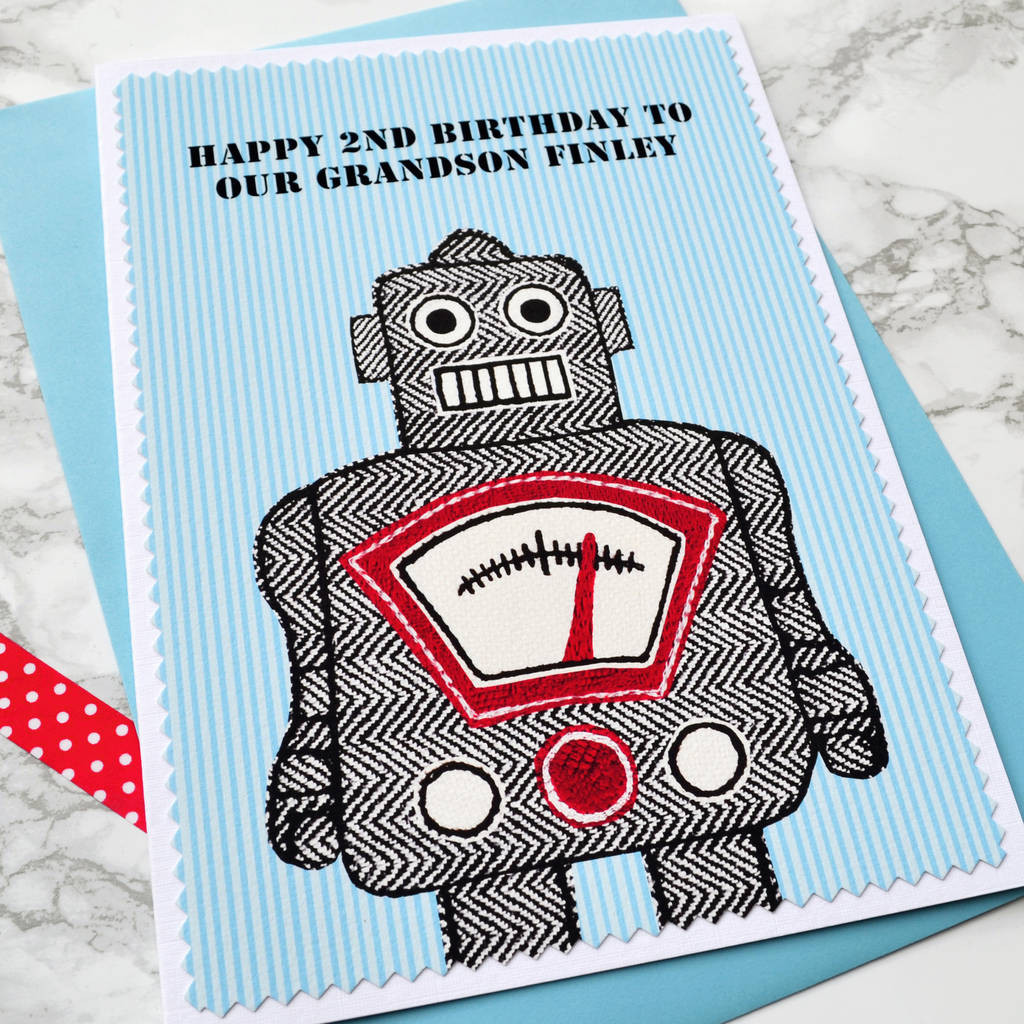 Boys Birthday Cards
 robot Personalised Boys Birthday Card By Jenny Arnott