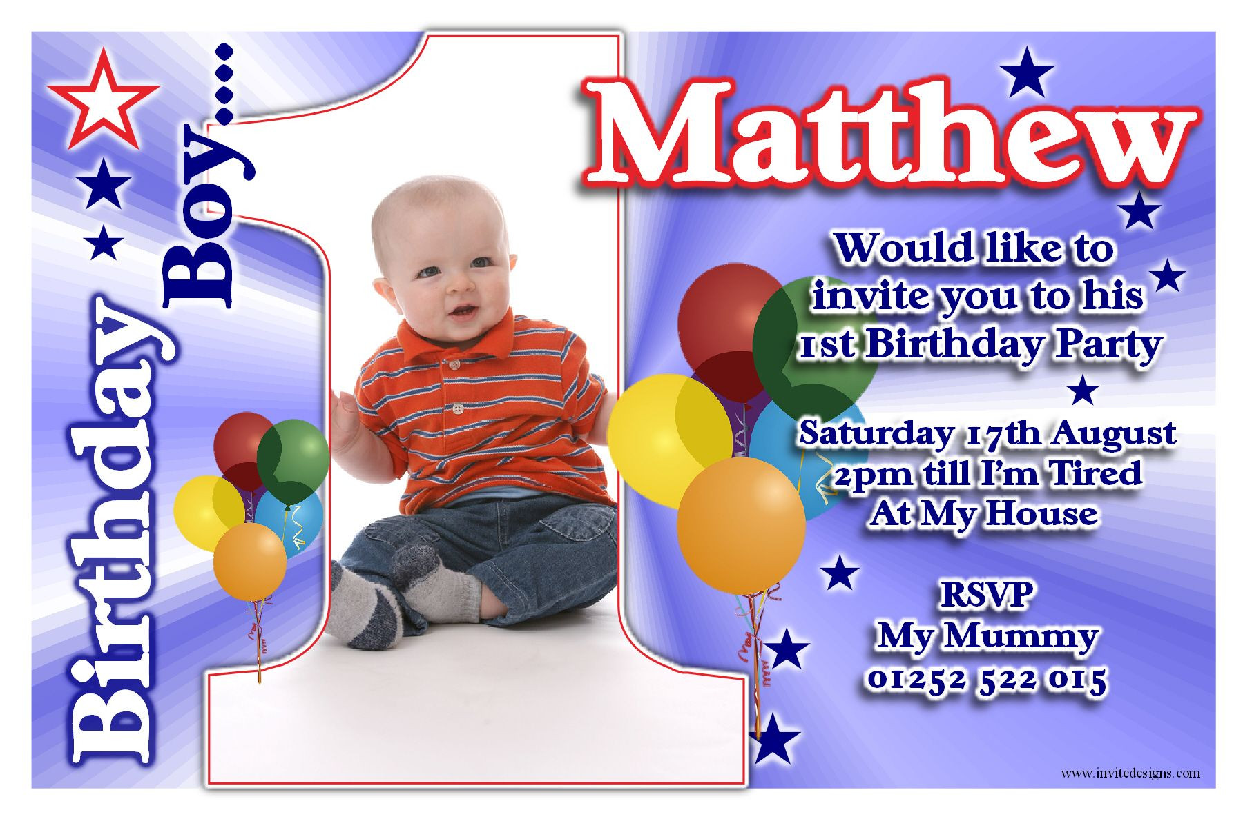 Boys Birthday Invitations
 1st Birthday Party Invitations Boy