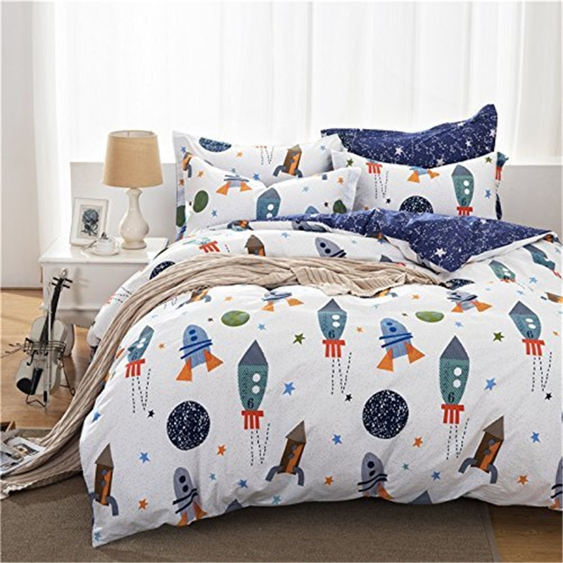 Boys Full Bedroom Set
 FADFAY Cotton Home Textile Boys Galaxy Space Bedding Set