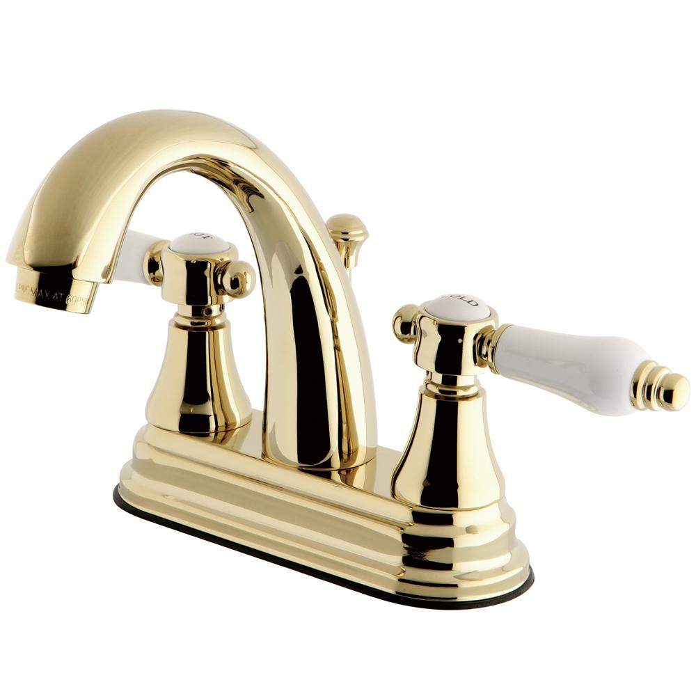 Brass Faucets Bathroom
 Kingston Brass English Porcelain 4 in Centerset 2 Handle