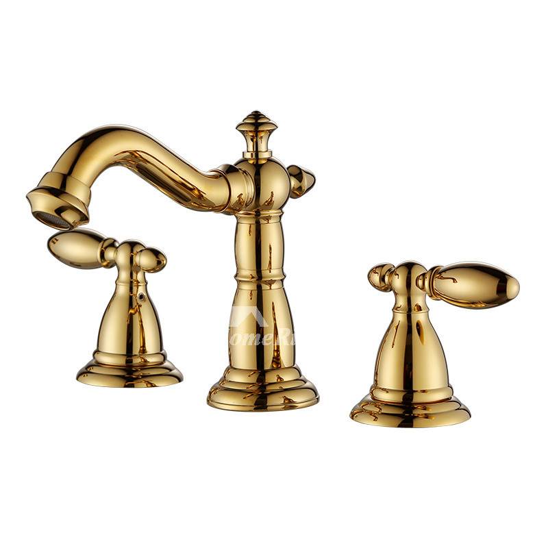 Brass Faucets Bathroom
 Two Handles Bathtub Golden Polished Brass Bathroom Sink