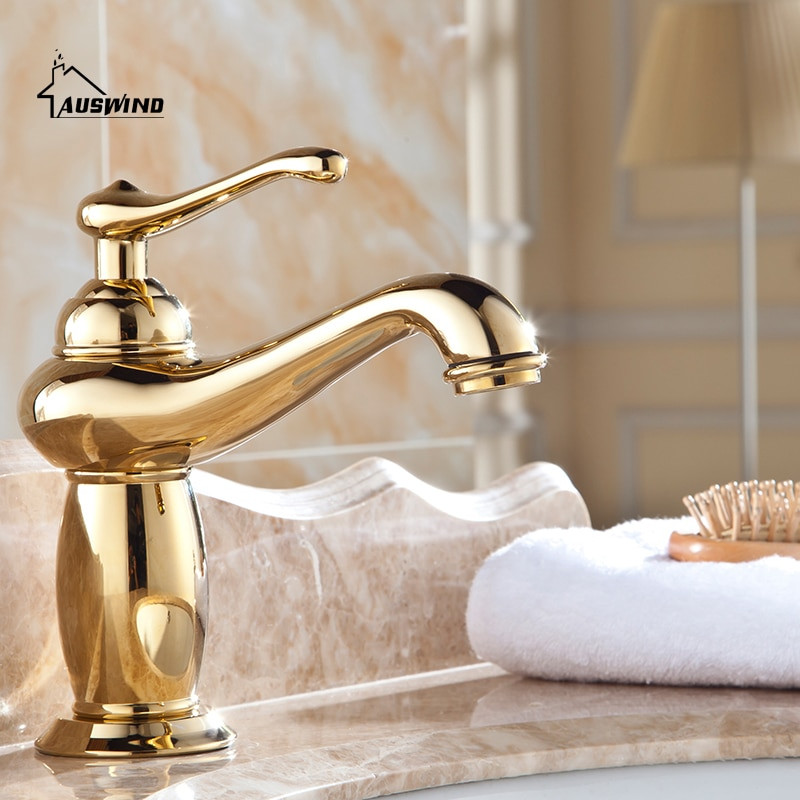 Brass Faucets Bathroom
 Antique Gold Brass Faucets Bathroom polished Faucet Sink