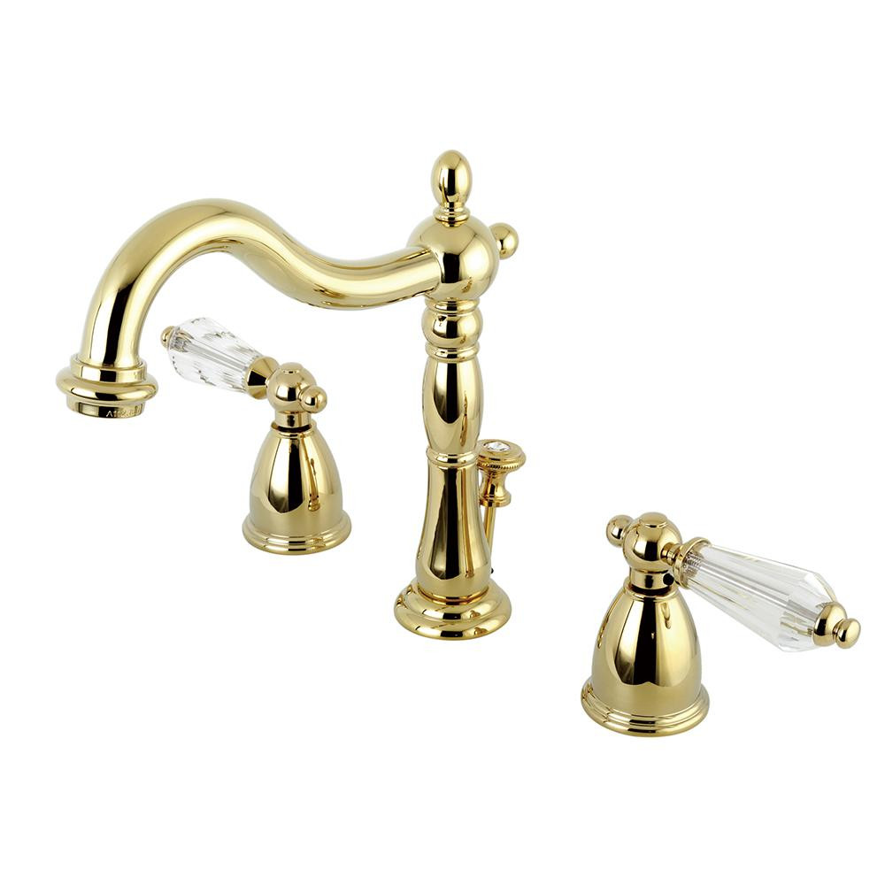 Brass Faucets Bathroom
 Kingston Brass Victorian Crystal 8 in Widespread 2 Handle