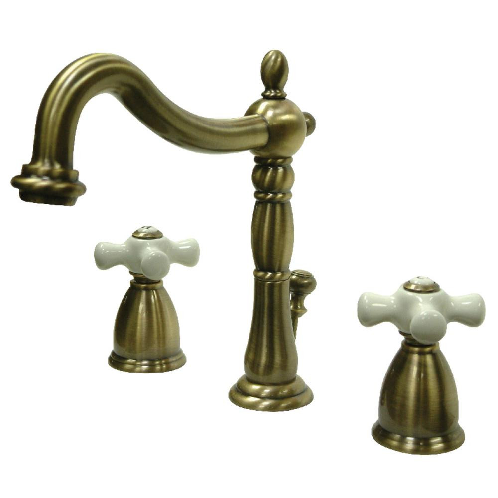 Brass Faucets Bathroom
 Kingston Brass Victorian Porcelain Cross 8 in Widespread