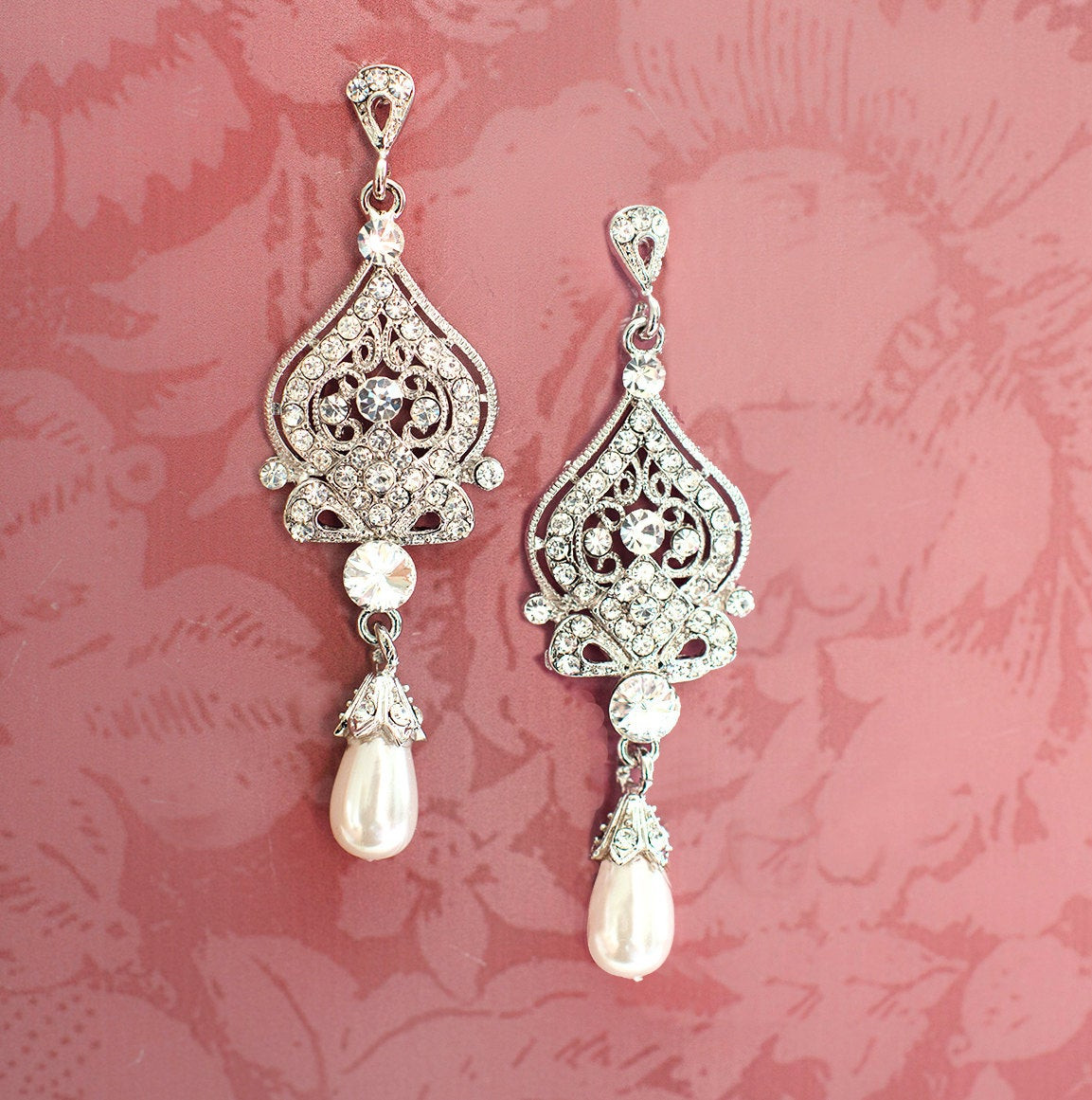 Bridal Pearl Earrings
 1920s Earrings Bridal Pearl Earrings Pearl by LottieDaDesigns