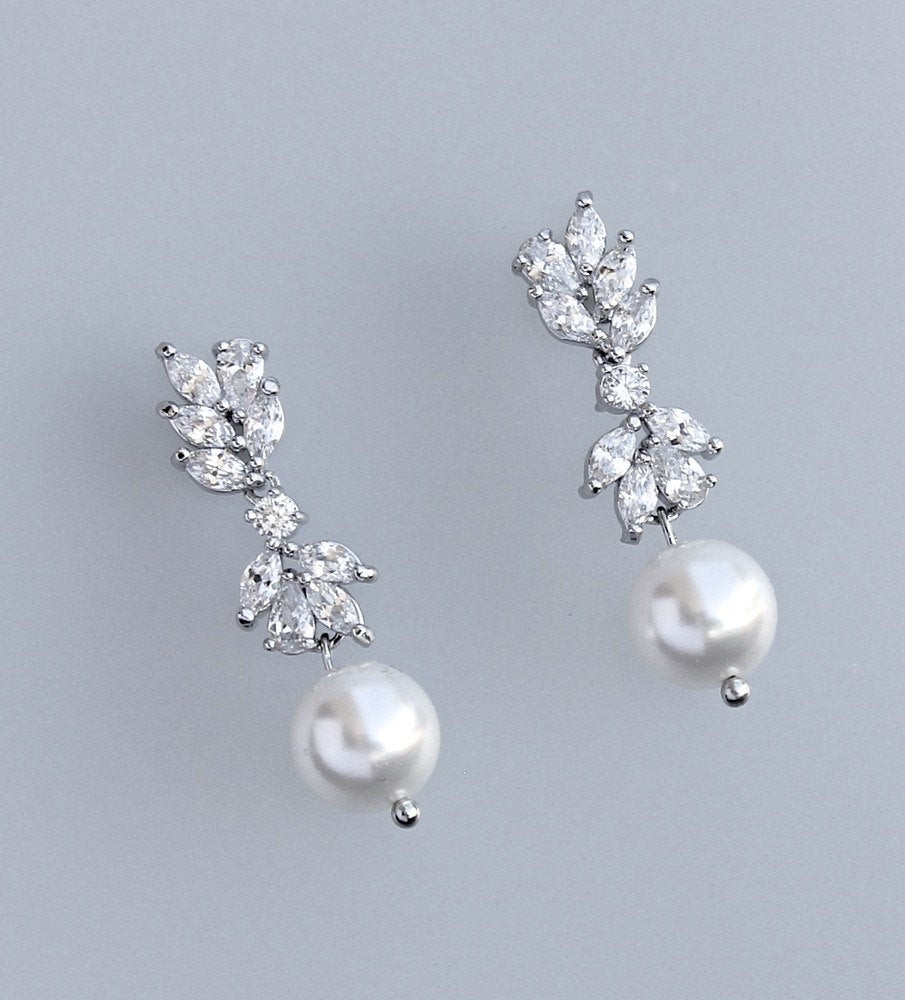 Bridal Pearl Earrings
 Bridal Earrings Pearl Drop Earrings Crystal Chandelier