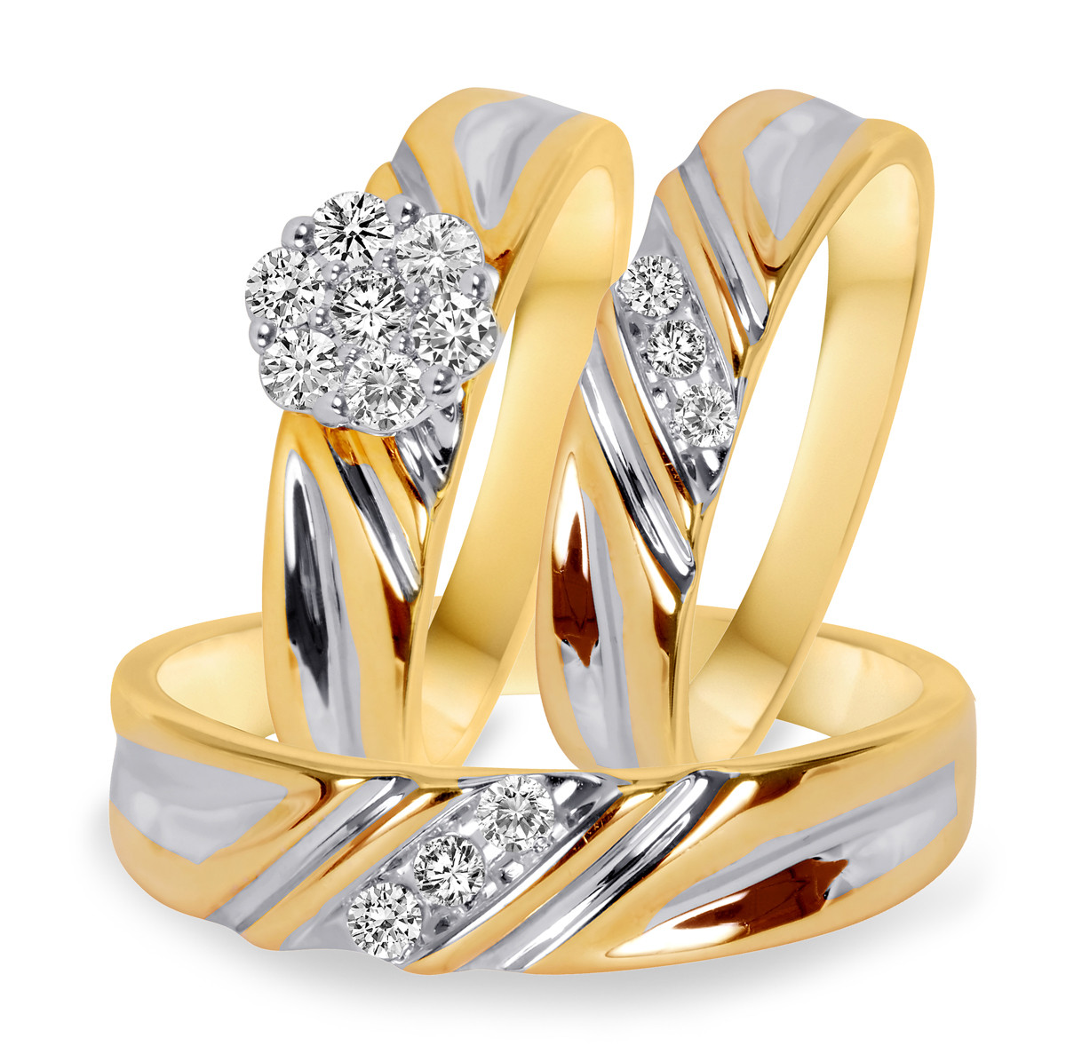 Bridal Sets Wedding Rings
 10K Yellow Gold 3 8 CT T W