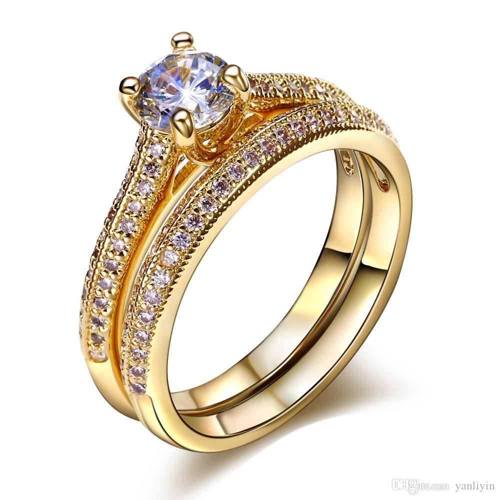 Bridal Sets Wedding Rings
 2020 Bridal Wedding Rings Set 18K Gold Ring White Gold