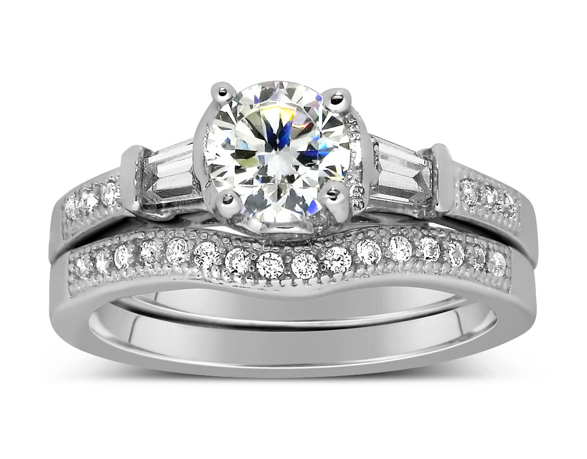 Bridal Sets Wedding Rings
 Antique 1 Carat Round Diamond Wedding Ring Set for Her in