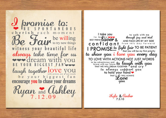 Bride Wedding Vows
 Wedding Vow Keepsake What Would Yours Say