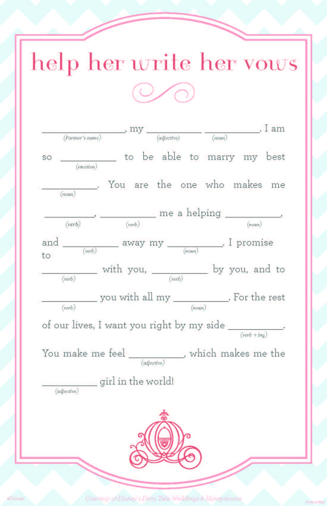 Bride Wedding Vows
 Wedding Vows Disney Mad Libs