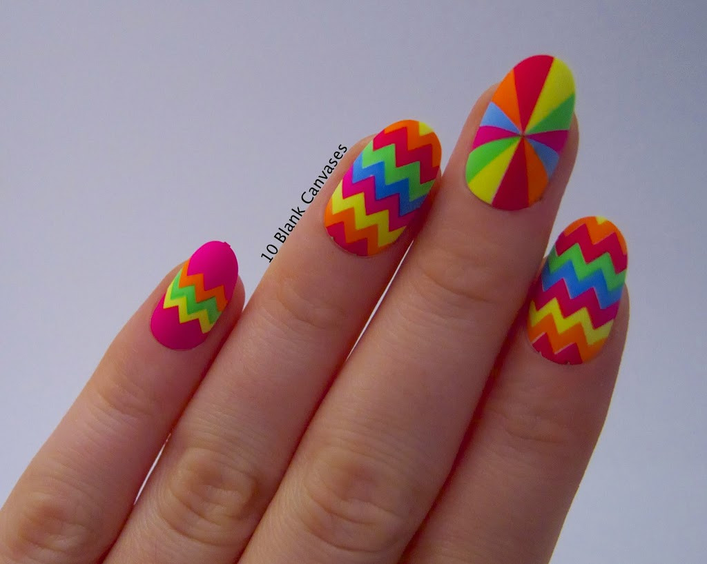 Bright Nail Art
 55 Most Beautiful Neon Nail Art Design Ideas