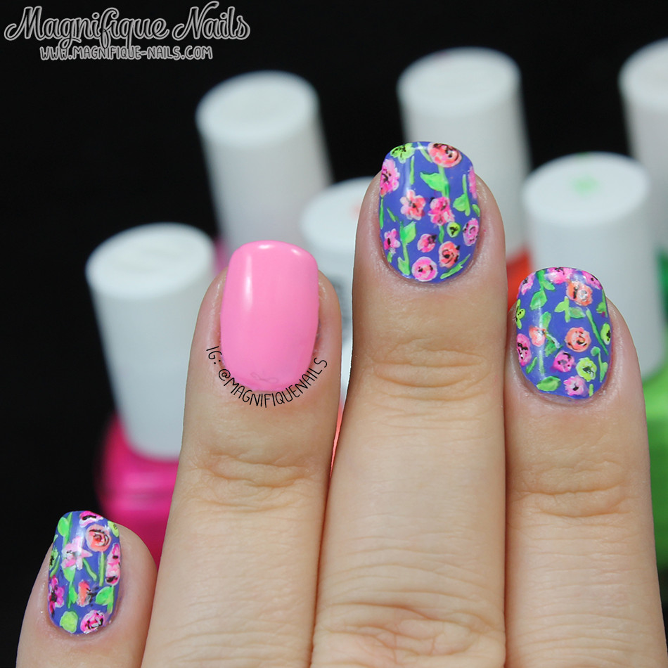 Bright Nail Art
 Magically Polished Nail Art Blog Bright Florals Nails