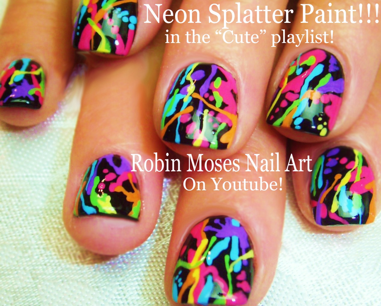 Bright Nail Art
 Robin Moses Nail Art Color Dripping Nail Design